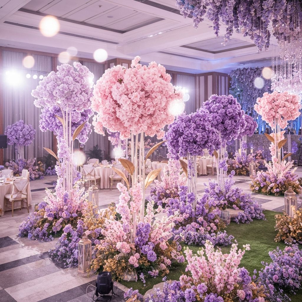 Rosaliaa Jewel Garden installation with blooming flowers